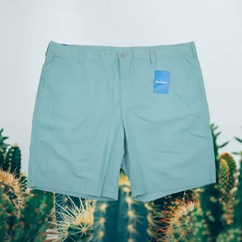 Columbia Men's Washed Out Casual Shorts Lightweight Poplin Summer Size 46 Aqua G